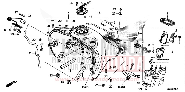 RESERVOIR A CARBURANT/POMPE A CARBURANT (2) de Africa Twin DCT DARKNESS BLACK METALLIC (NH463) 2020
